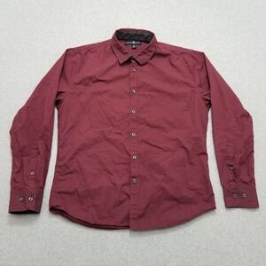 Beverly Hills Polo Club‎ Shirt Mens Red Button Up Long Sleeve Polka Dot